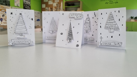Produkcja kartek świątecznych w 5b